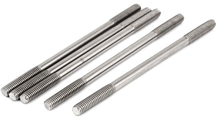 sourcing map Goujon Double Extrémité Fileté Vis Boulon 304 Inox Acier M6 x 110mm 5Pcs