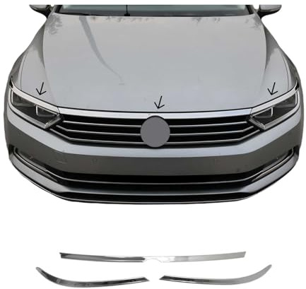 OMAC Scheinwerfer Leisten Motorhaubenleiste kompatibel mit VW Passat B8 2015-2021 Edelstahl 3tlg
