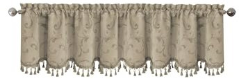 Elrene Mia Jacquard Scroll Blackout Valance Mantovana per Finestra, Naturale