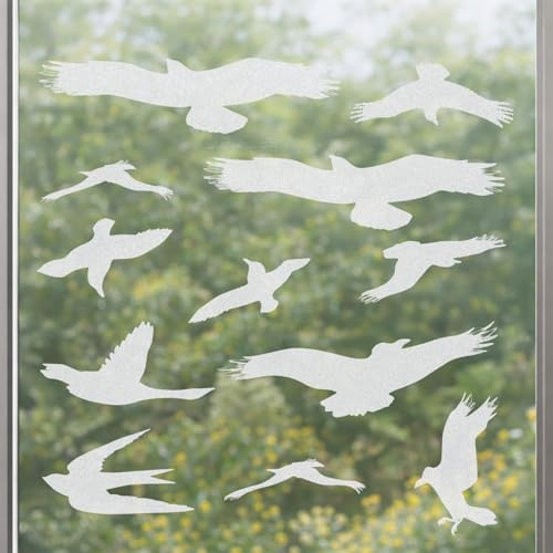 UV Reflective Window Bird Stickers, Home Garden Office Glass Decals 8 Pack | Static Cling Design Applies Easily To Smooth Glass Surfaces, Suitable For Windows, Doors And Indoor Or Outdoor Spaces.