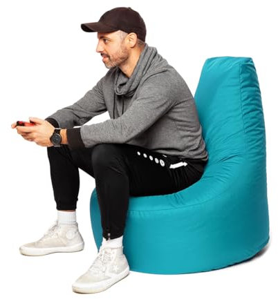 Patchhome Sillón gamer – 2 tamaños – 25 colores XXL – 80 cm de diámetro, 30 cm de altura del asiento, 90 cm de altura, color turquesa