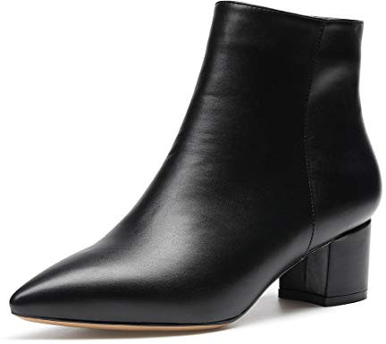 Castamere Mujer Cremalleras Botas Ancho Tacón Botines Medio Tacón 5CM Negro PU Zapatos EU 40