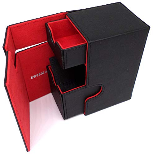 docsmagic.de Premium Magnetic Tray Box (80) Black/Red + Deck Divider - MTG PKM YGO