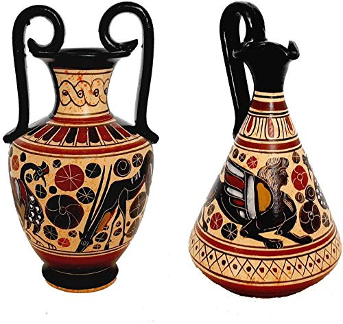Set aus 2 korinthischen Vasen, 13,5 cm, antike griechische Keramik