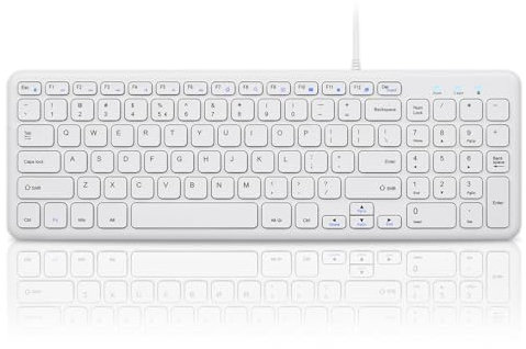 Perixx PERIBOARD-213W Wired Quiet USB Scissor Keyboard - 14.45x4.76x0.70 Inches - Compact Design with Number Pad - White - US English (PERIBOARD-213US)
