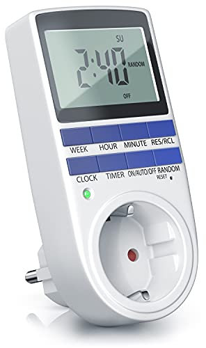 CSL - Zeitschaltuhr digital - 2,1 LCD-Display 5,3 cm - 3680W - Digital-Zeitschaltuhr mit 10 konfigurierbaren Programmen - Back-Up Reserve-Akku - Zufallsschaltung - integrierter Berührungsschutz