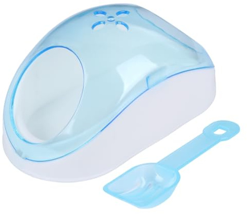 VILLCASE Small Pet Sand Bath Set with Filter Scoop Plastic Chinchilla Hamster Dust Bath Container Portable Indoor Habitat Bathroom 6.29X3.34X2.36 Inch