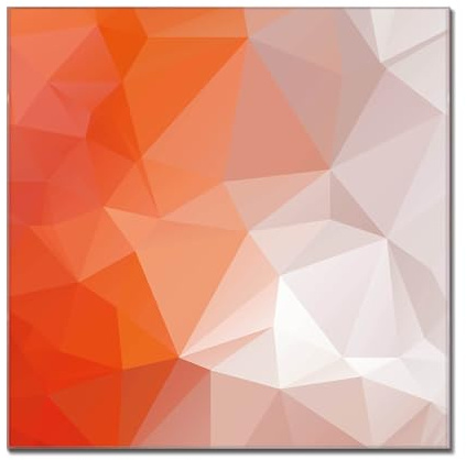 banjado® Glas Magnettafel mit 4 Magneten - Magnetwand 50x50cm mit Motiv Orange Polygon - Memoboard/Pinnwand magnetisch, beschreibbar, perfekt für die Küche - Magnetboard auch als Wandbild/Wandtafel