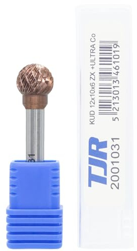 Hartmetall-Frässtifte mit Beschichtung ULTRA Co, 12 mm (metrisch) Durchmesser mit 6 mm metrischem Schaft, (speziell mit Chipbreaker) TJR… (Kugelform)