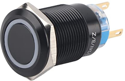 ANKROYU Interruttore Autobloccante, 19mm 12-24 Volt LED Interruttore a Pulsante di Blocco On/Off Interruttore a Piastra a Pulsante On/Off(Blu)
