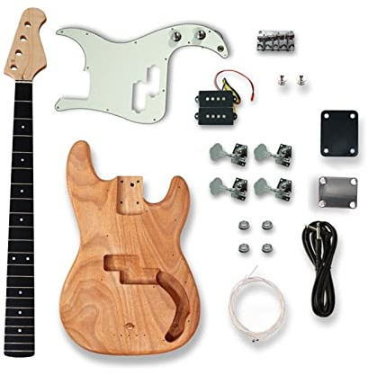 Fachmann E-Gitarren-Bausatz Für For PB E-Bass-Kit 21 Bünde, Unbehandelter Ahornhals, Korpus Aus Okoume-Holz Mit Allen Teilen Selbstbau Gitarrenkit