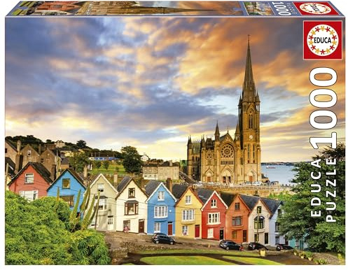 Educa - Cobh Cathedral, Ireland 1000 Piece Jigsaw Puzzle | European Cities Jigsaw Puzzle | Size 68x48cm | Includes Glue Fix | Adult 14+ (19927)