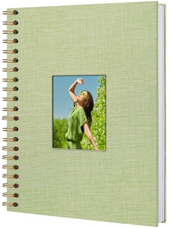 Fotobuch Scrapbook mit Leineneinband, 20 x 28 cm Hardcover mit weißem Kraftpapier-Seiten, für Hochzeit Reisen Gästebuch Weihnachten Baby Shower Familie Erinnerungen (20 Blätter/40 Seiten)
