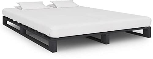 BUKSCYJS Bettrahmen,Bettlattenrost,Plattformbett,Palettenbett Grau Massivholz Kiefer 120×200 cmGeräuschlos, einfache Installation, geeignet für Schlafzimmer