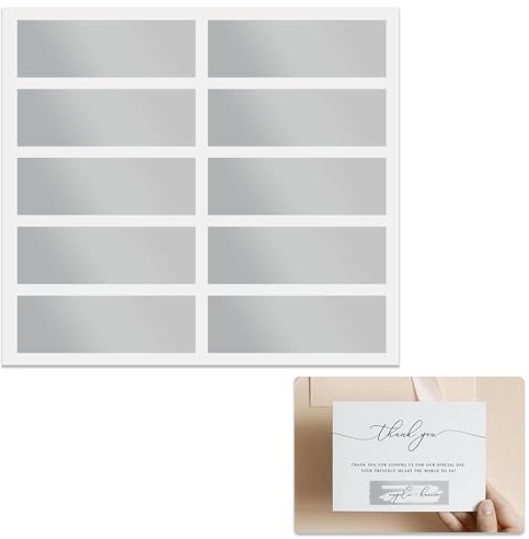 50-pack skrapklistermärken, grå rektangel skrapkort avslöjande, självhäftande repetiketter silver rektangel, för överraskning gåva belöningssystemanvändare, spelälskare (48 mm x 15 mm)