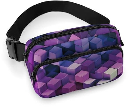 Gürteltasche, Bauchtasche, Bauchtasche, abstrakte Farbwürfel, lila, Crossbody-Tasche für Damen, Bauchtasche überall Gürteltasche, Stil, 20 x 13 cm, Stil, 20 x 13 cm, Stil:, 20x13cm