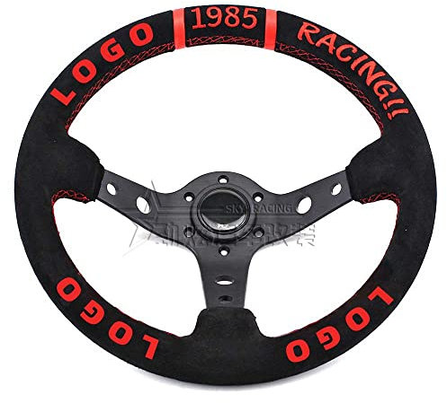 Sportlenkrad,Drift Lenkrad 14 Zoll Racing Red Blue Wildleder Deep Dish Drift Sportlenkräder