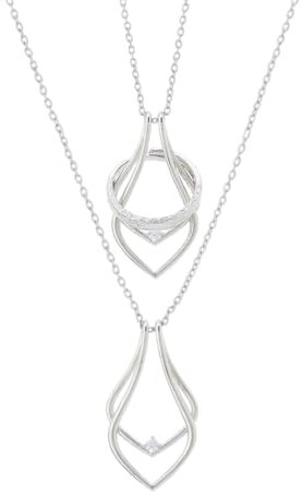 Hobbspring Ring-Halter Halskette Platin Geometrische Charm Halskette Vintage Doppelter Tropfen Anhänger Edelstahl Hochzeits Halsketten Für Frauen Und Damen Mit Geschenkbox