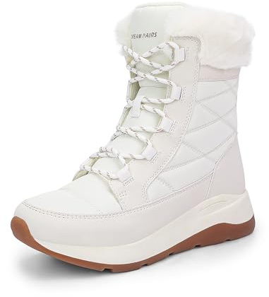 DREAM PAIRS Women's Winter Snow Boots Waterproof Lightweight Warm Faux Fur Lined Insulated Outdoor Ladies Mid-Calf Booties,Size 10,Beige,SDSB2423W