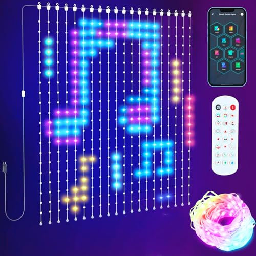 LED Curtain Lights, 3x3m 400 RGBIC LED String Lights, App Controlled, Indoor/Outdoor, IP65 Rated for Bedroom, Weddings, Parties