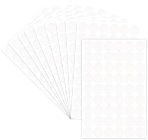 AKSIQIOL 10 Pcs Self-Adhesive Screw Hole Covers, White PVC Dustproof Caps for Wood Cabinets, Furniture, Drawers & Tables (6 Sheets, 12/15/21mm Sizes)