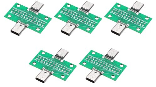 QUARKZMAN 5 Stück Typ-C Stecker auf Buchse USB 3.1 Tester Grüne Leiterplatte Adapter, beidseitig DIP mit 2,54 mm 26Pin Steckverbinder Buchse für Datenübertragungskabel