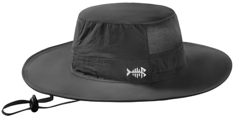 Bassdash UPF 50 fiske solhatt män vattentät unisex brett brätte hink boonie hatt utomhus fiskarhatt för vandring camping safari klassisk buskhatt FH15, Mörkgrå, L