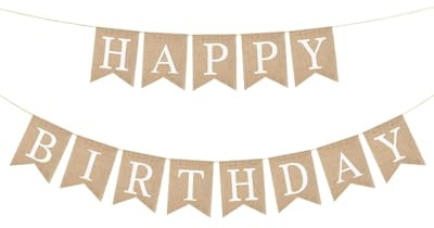 BARRU 1 guirnalda de cumpleaños, decoración de cumpleaños retro de lino Bandera de cumpleaños Cadena de banderines Para decoraciones de fiestas de cumpleaños, baby showers