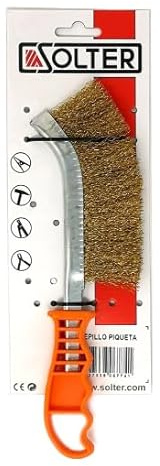Solter Cepillo Piqueta para Soldadura – Limpieza de Escoria y Óxido, Cerdas de Acero Latonado, Mango Ergonómico, Profesional y Bricolaje