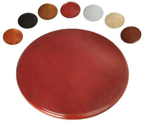 Grand plateau de service rotatif en bois de 50 cm pour table de salle à manger, assiette ronde très résistante, parfaite pour les fêtes et les rassemblements (rouge)