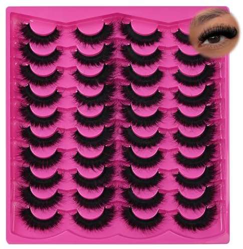 False Eyelashes 20 Pairs 3D Eye Lashes Cat-Eye Look 20MM Fake Eyelashes Soft Faux Mink Lashes Pack,by INSPEAUTY