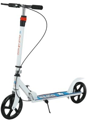 Erwachsene Kinder Klappbar Roller, City Roller für Erwachsene,Roller Kinder 2 Räder,mit Federung 200mm Rädder Klappbar Höhenverstellbar Tretroller Erwachsene 150 kg (Weiß)