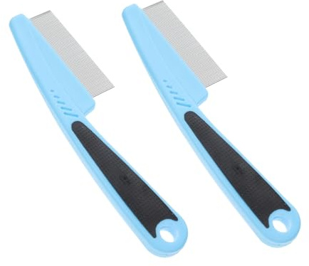 Veemoon 2 Pezzi Pettine Fine Tooth in Acciaio Inossidabile per Rimozione di Scaglie e Districare Chioma, Design Comodo per Ragazzo Ragazza Animali Domestici e Adulti