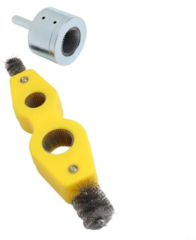 Zilimontt Wire Brush Pipe Cleaner Kit with Hex Handle for 15mm 22mm Copper Tubes, 4-in-1 Battery Terminal Brush, Drill Compatible Metal Cleaning Tool for Plumbing,(22MMM)