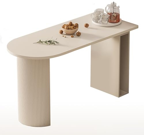 Table à Manger Ovale RéTractable, Table à Manger Pliante Portable, Conception De Pied De Table Semi-Circulaire, Capacité De Charge Ultra-RéSistante, Convient pour La Maison-Cream