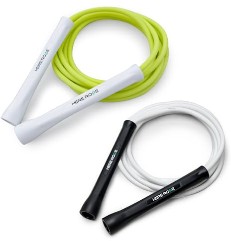 Hererope PVC Springseil 6mm Seilspringen für Männer & Frauen Fitness, Geschwindigkeit, Tricks, Cardiotraining, 3,1 m Boxen Springseil mit Unzerbrechlichen Griffen und Knotfreiem Seil