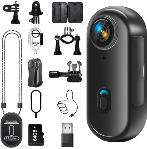 Vutlace 4K Mini Action Camera, Thumb POV Portable Body Cam Wearable Video Recorder with IPX7 Waterproof Underwater Camcorder, Magnetic Sport DV for Bike Cycling, Pet, Vlogging (4K)