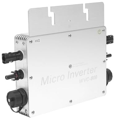 Solarstrom-Wechselrichter, 800W Mikrowechselrichter mit LCD-Display | Plug & Play Wechselrichter Ideal für Balkonkraftwerk (Silber)