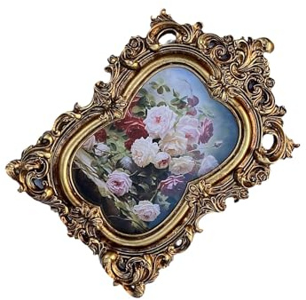 siduytin Galería de fotos antiguas, decoración de estilo barroco vintage, resina, elegante decoración para el hogar, marco fotos 15 cm para colgar en la pared, duradero. Marco estilo