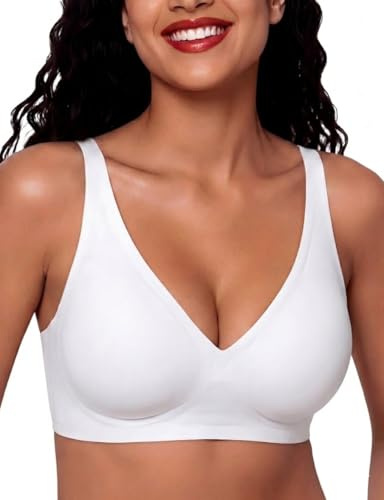 Bresdk Dam djup V-ringning bygelfri push up bralette bekväm sömlös full täckning BH för stor byst med vaddering