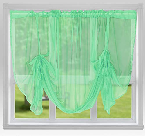 John Aird Voile Tie Blind Curtain Panels 58 Wide x 48 Drop (Pastel Green)