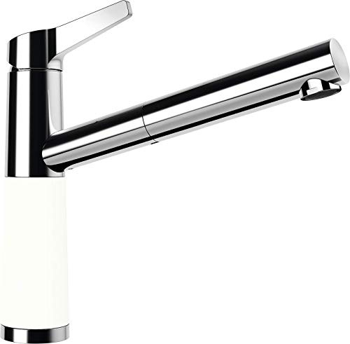 SCHOCK Robinet de cuisine SC-510 Day - Robinet blanc haute pression CRISTALITE avec bec fixe et connecteurs standard