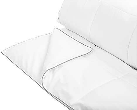 Piumino Letto Matrimoniale 220 x 240 cm Doppio Strato con Bottoni Cotone Japara Bianco