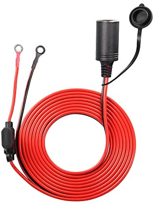 SinLoon 10FT 16 AWG Prise Allume-Cigare Femelle câble Robuste avec Porte-fusible à Lame 15A 12V 24V câble d'alimentation CC