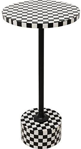 Kare Design Side Table Domero Chess, black and white, round, 25 cm Diameter