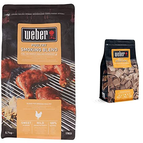 Weber Copeaux de Bois pour Fumage Saveur Volaille - Pellets de Bois pour Cuisson - 0.7 kg - Combustible BBQ - Alternative aux Briquettes & Copeaux de Bois d'Hêtre - Pellets de Bois - 0.7 kg - Copeaux
