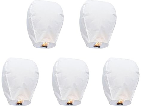 Hsthe Sea 5 Pack Chinese Sky Lanterns, the Latest Portable packaging, Biodegradable Eco-Friendly Chinese Paper Lanterns to be Released in Memory Wish for New Year, Weekends