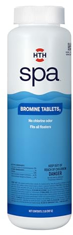 HTH Spa 86109 Brominflikar, Kemisk Sanitizer för spa och badtunnor - Passar alla flytare för enkel användning, skapar mjuk vattenkänsla, ingen klorlukt, eliminerar bakterier och alger, 0,9 kg