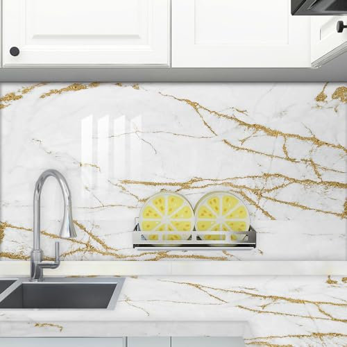 Klebefolie Möbel Abstrakte Goldene Linien Möbelfolie Wasserdicht Selbstklebende Tapete Schlafzimmer Wandverkleidung for Living Room Mustertapete Dekorative Wallpaper Self Adhesive 1P (40x100 cm)