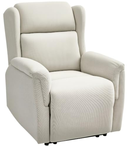 HOMCOM Relaxsessel mit Liegefunktion Verstellbarer Rückenlehne Beige | Fernsehsessel, Liegesessel Sessel, Fußstütze, TV-Sessel, Baumwoll-Leinen-Gewebe, Wohnzimmer, Schlafzimmer